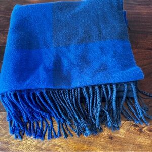 Plaid fringe cashmere scarf